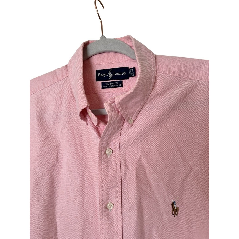 Ralph Lauren Yarmouth Oxford Dress Shirt White 100% Cotton Sizes 16 1/2-32 Pink - Picture 2 of 7